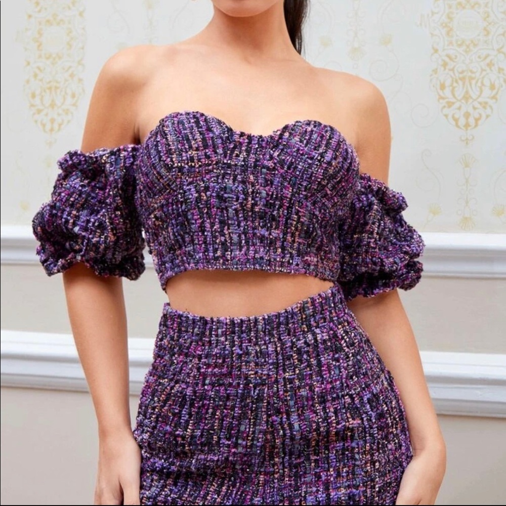 Purple tweed top and short - Picture 1 of 6